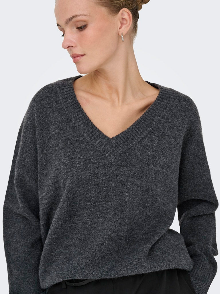 Only Damen Pullover Dark Grey Melan