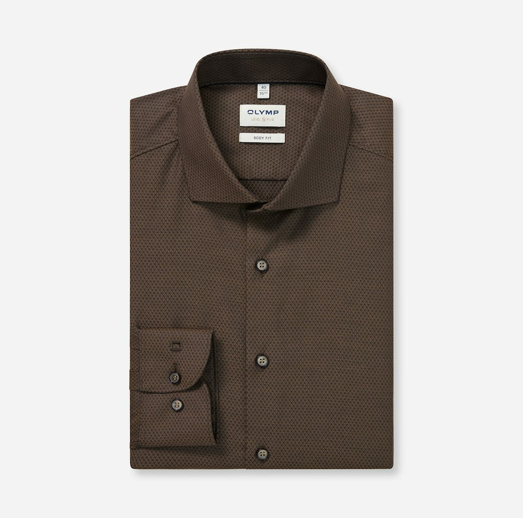 Olymp Herren Hemden lang  Braun