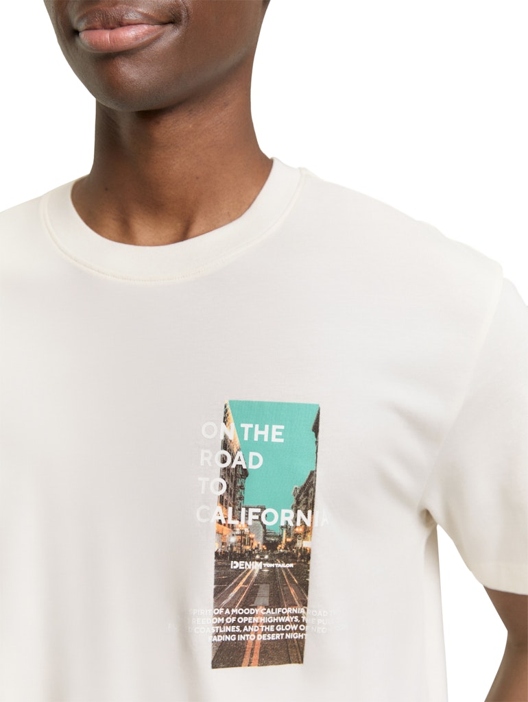 Tom Tailor denim Herren T-Shirts kurz Wool White