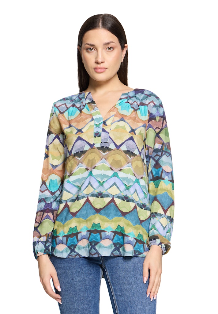 Cartoon Damen Blusen Green/Blue