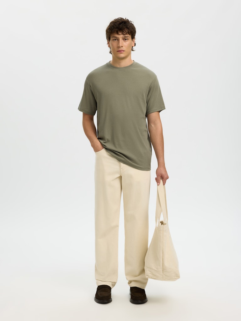 Selected homme Herren T-Shirts kurz Vetiver