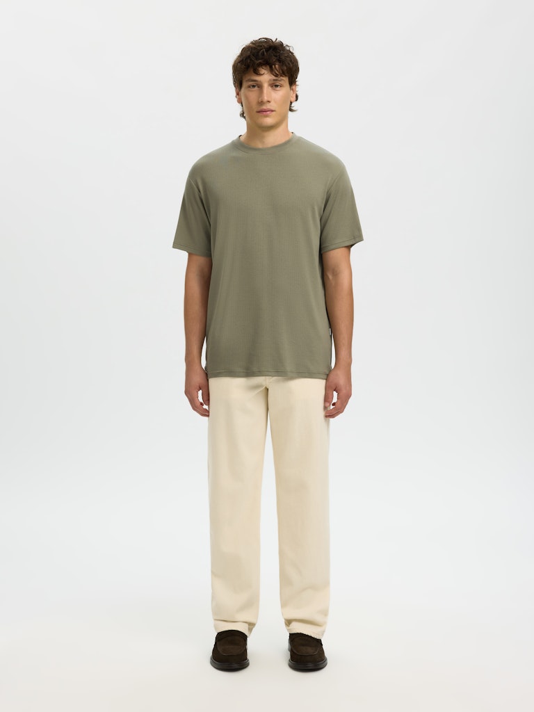 Selected homme Herren T-Shirts kurz Vetiver