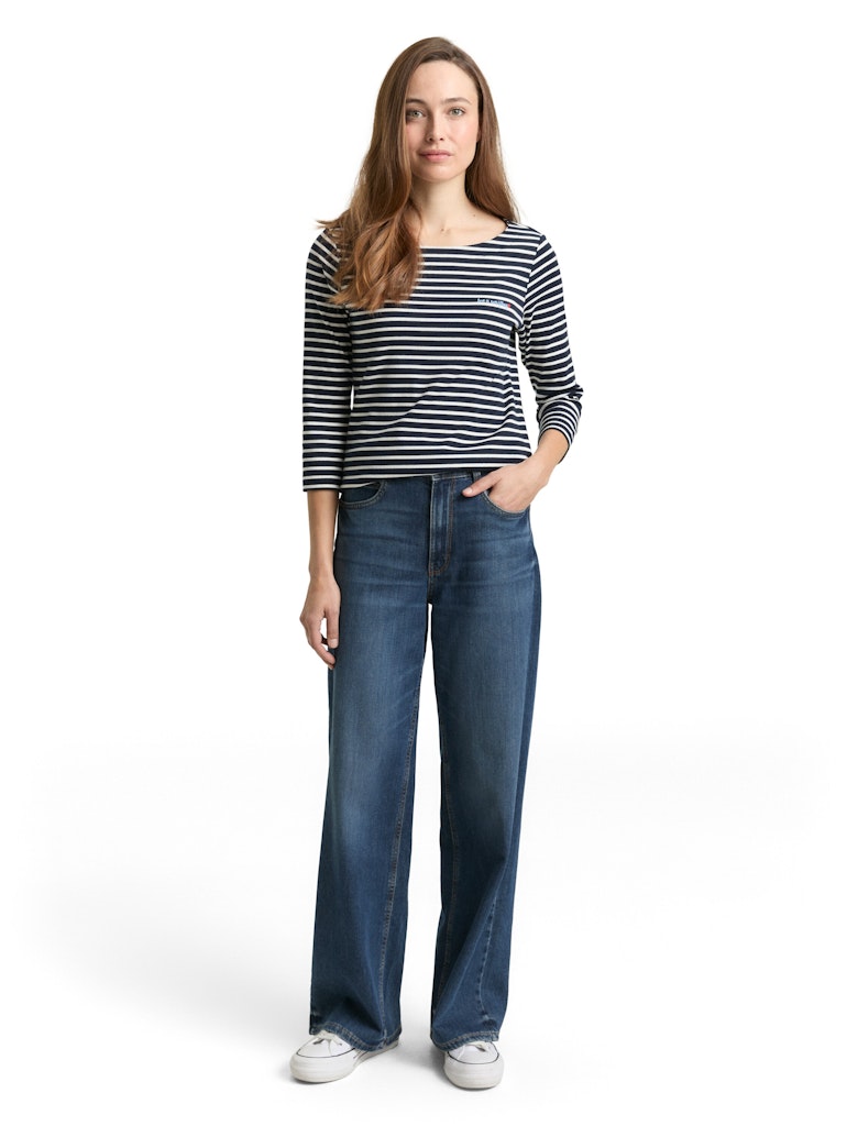 Tom Tailor Damen Tops Navy Blue Offwh