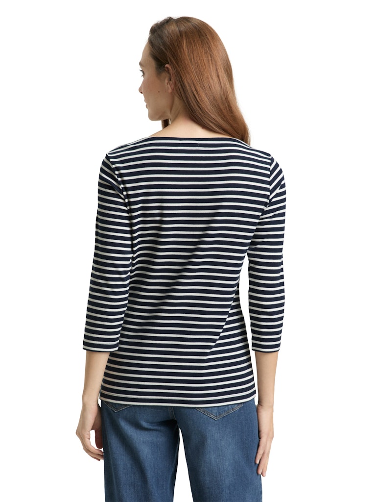 Tom Tailor Damen Tops Navy Blue Offwh