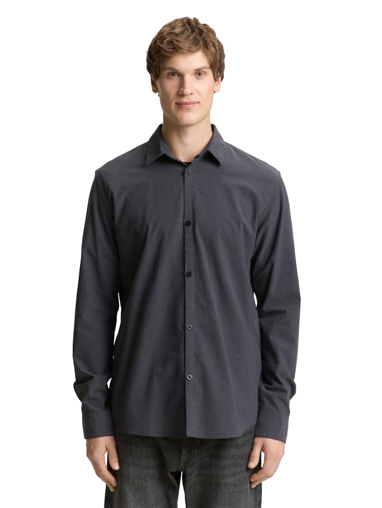 Tom Tailor denim Herren Hemden lang Black Grey Cham