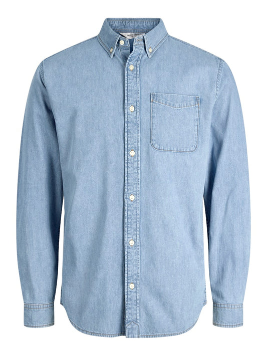 Jack & Jones Herren Hemden lang Blue Denim/Ligh