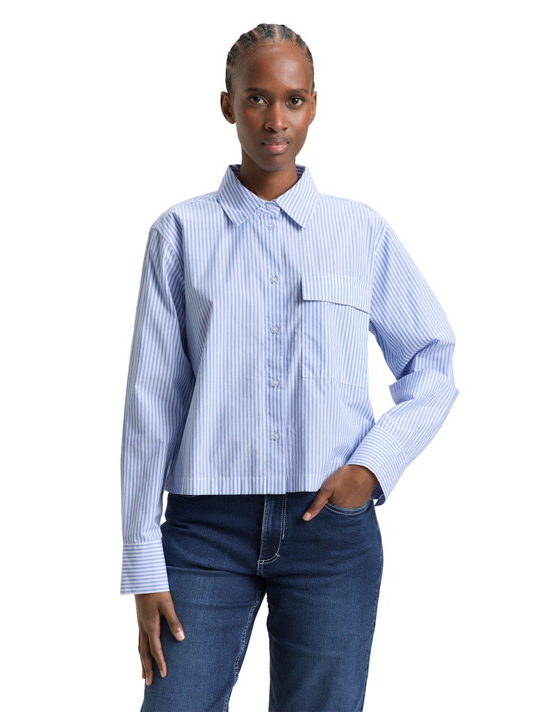 Tom Tailor denim Damen Blusen Blue White Strr