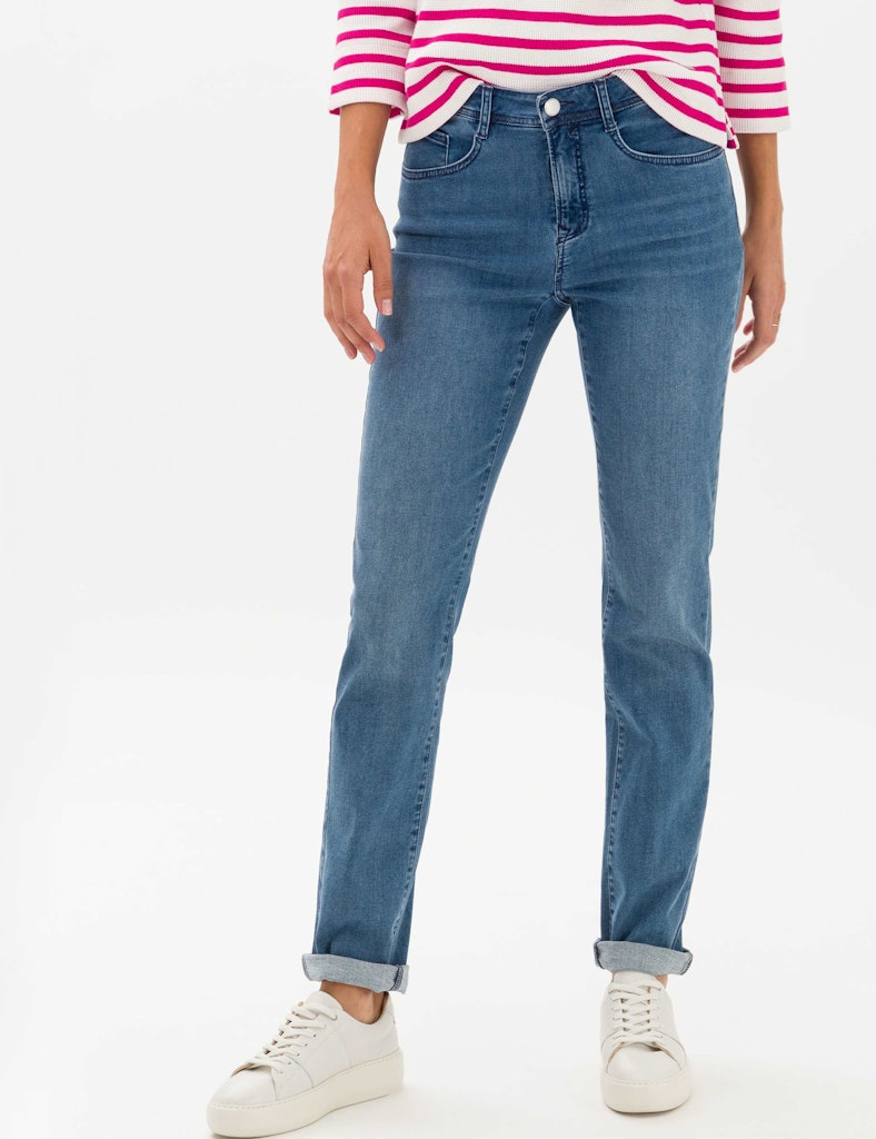 Brax Damen Jeans Used Stone Blue