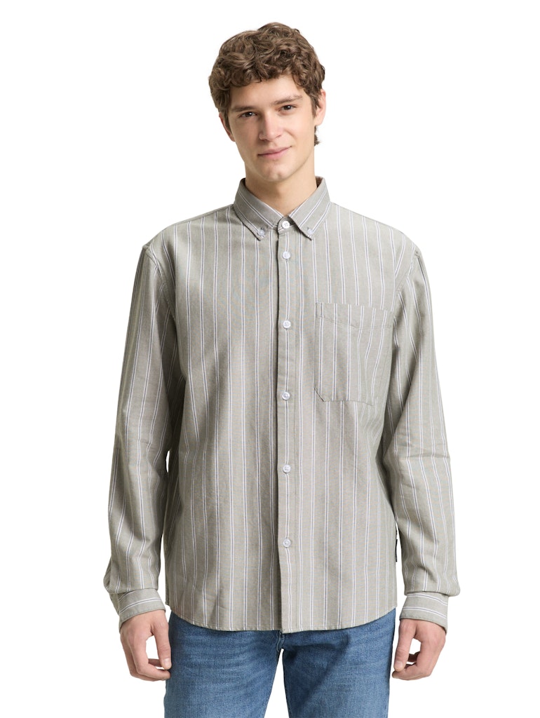Tom Tailor denim Herren Hemden lang Olive Big Strip