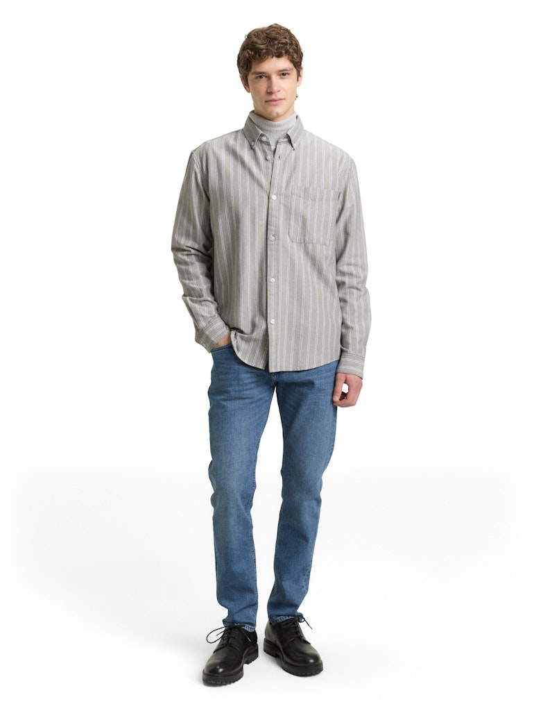 Tom Tailor denim Herren Hemden lang Olive Big Strip