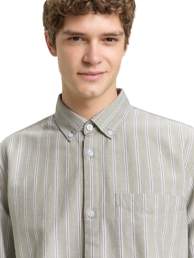 Tom Tailor denim Herren Hemden lang Olive Big Strip