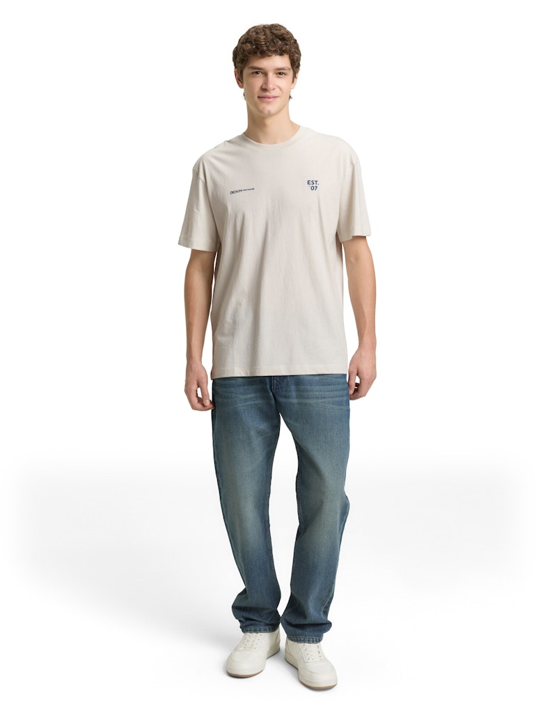Tom Tailor denim Herren T-Shirts kurz Greyish White