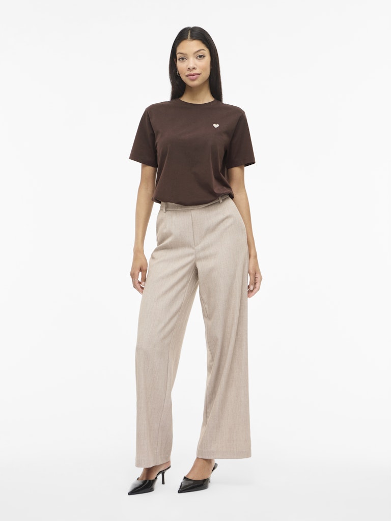 Vila Damen T-Shirts Coffee Bean/Emb