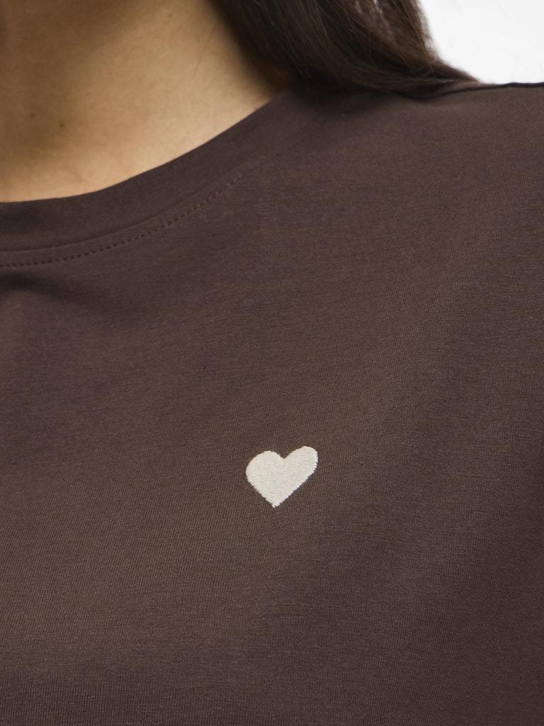 Vila Damen T-Shirts Coffee Bean/Emb