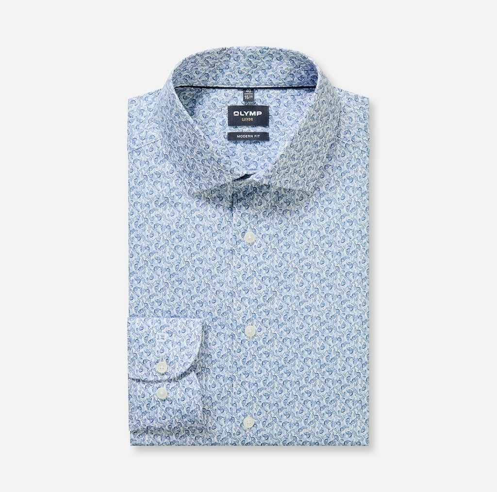 Olymp Herren Hemden lang  Bleu