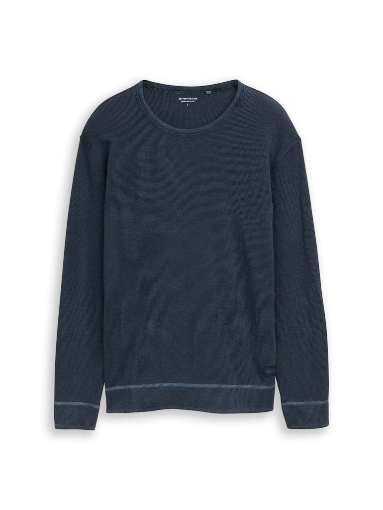 Tom Tailor Herren T-Shirts lang Sky Captain Blu