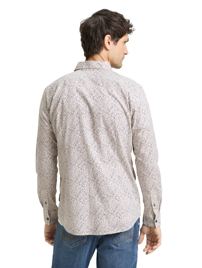 Tom Tailor Herren Hemden lang White Abstract