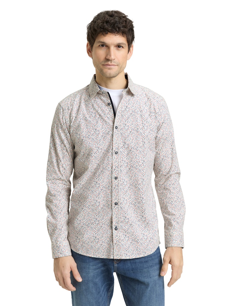 Tom Tailor Herren Hemden lang White Abstract