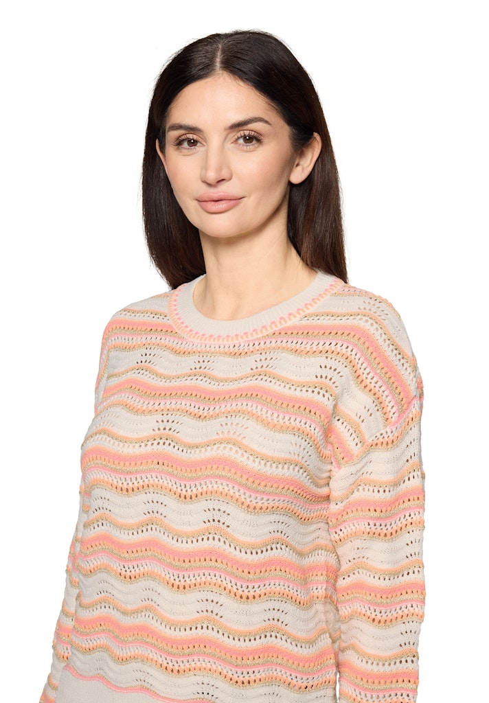 Cartoon Damen Pullover Cream/Orange