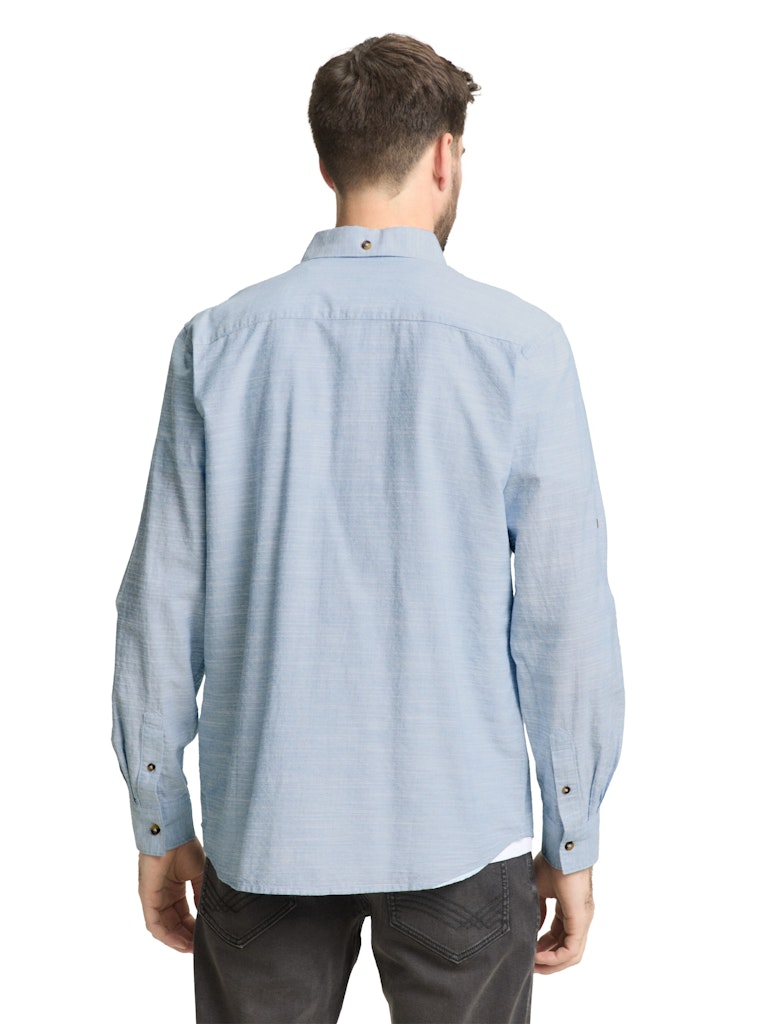 Tom Tailor Herren Hemden lang Blue Petrol Str