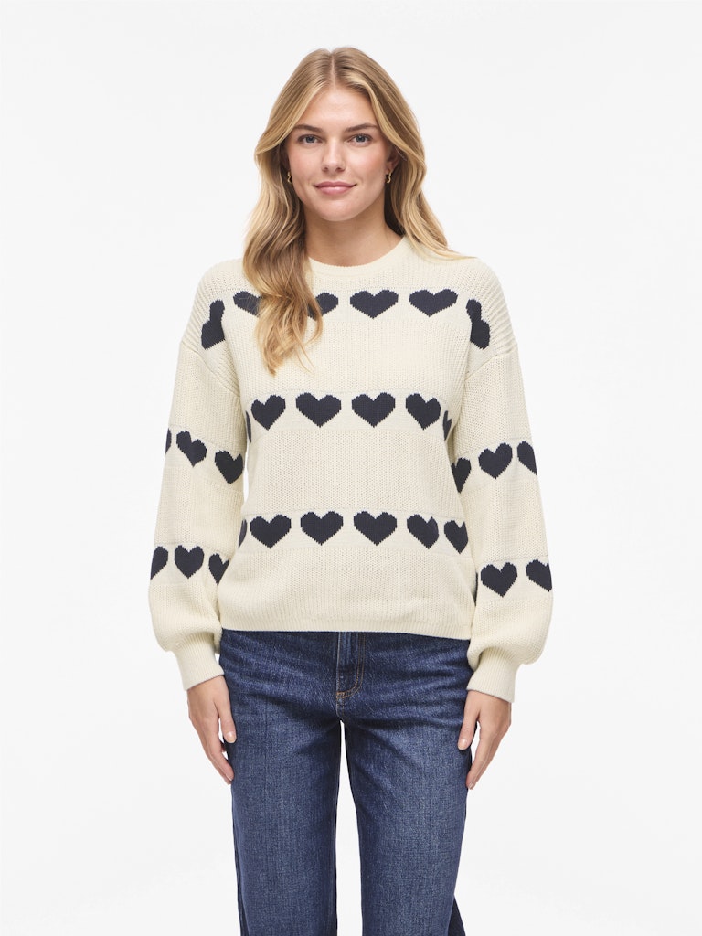 Vila Damen Pullover Birch/Navy Blaz