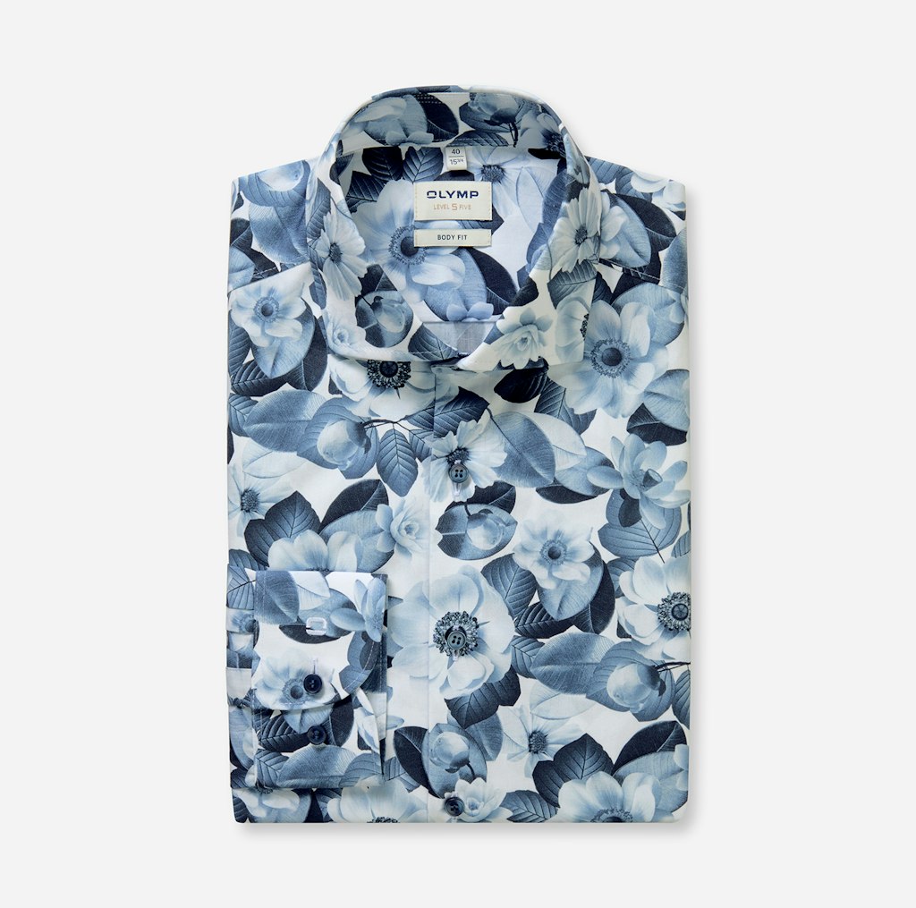 Olymp Herren Hemden lang  Bleu