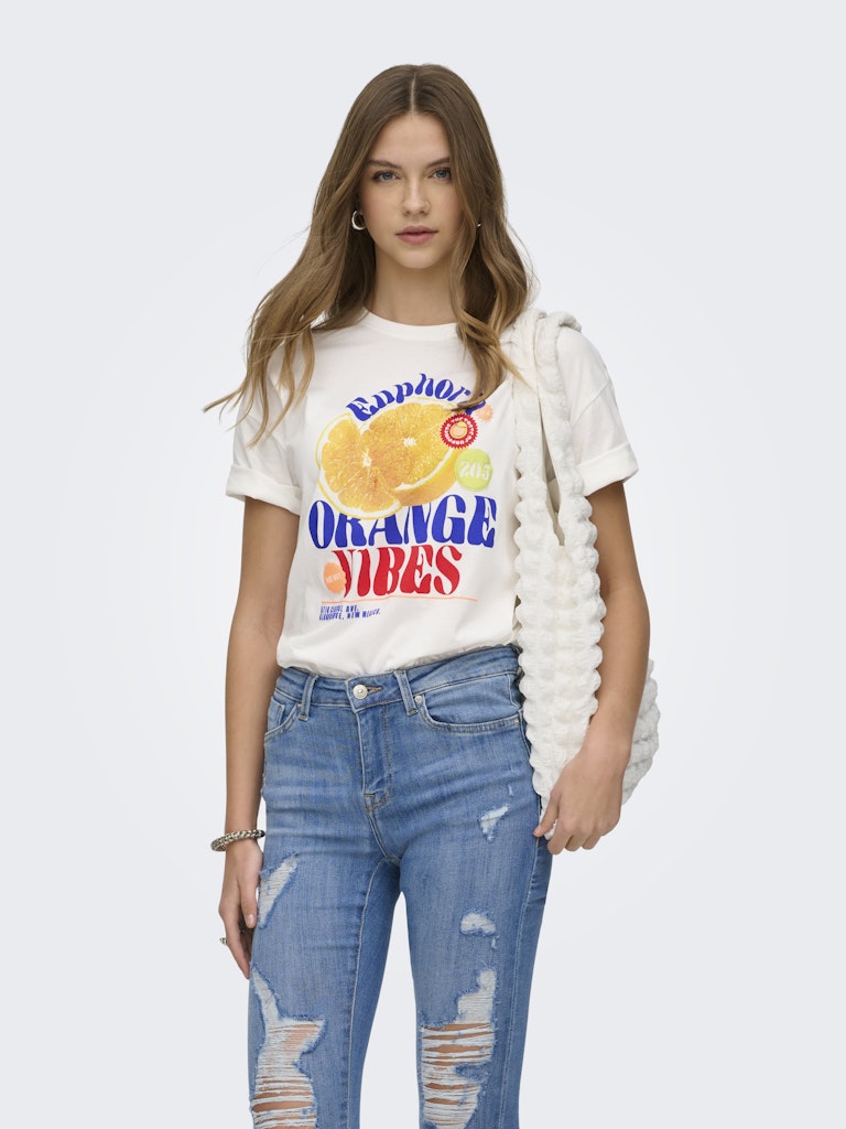 only Damen T-Shirts Cloud Dancer/Or