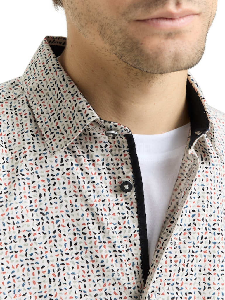 Tom Tailor Herren Hemden lang White Abstract