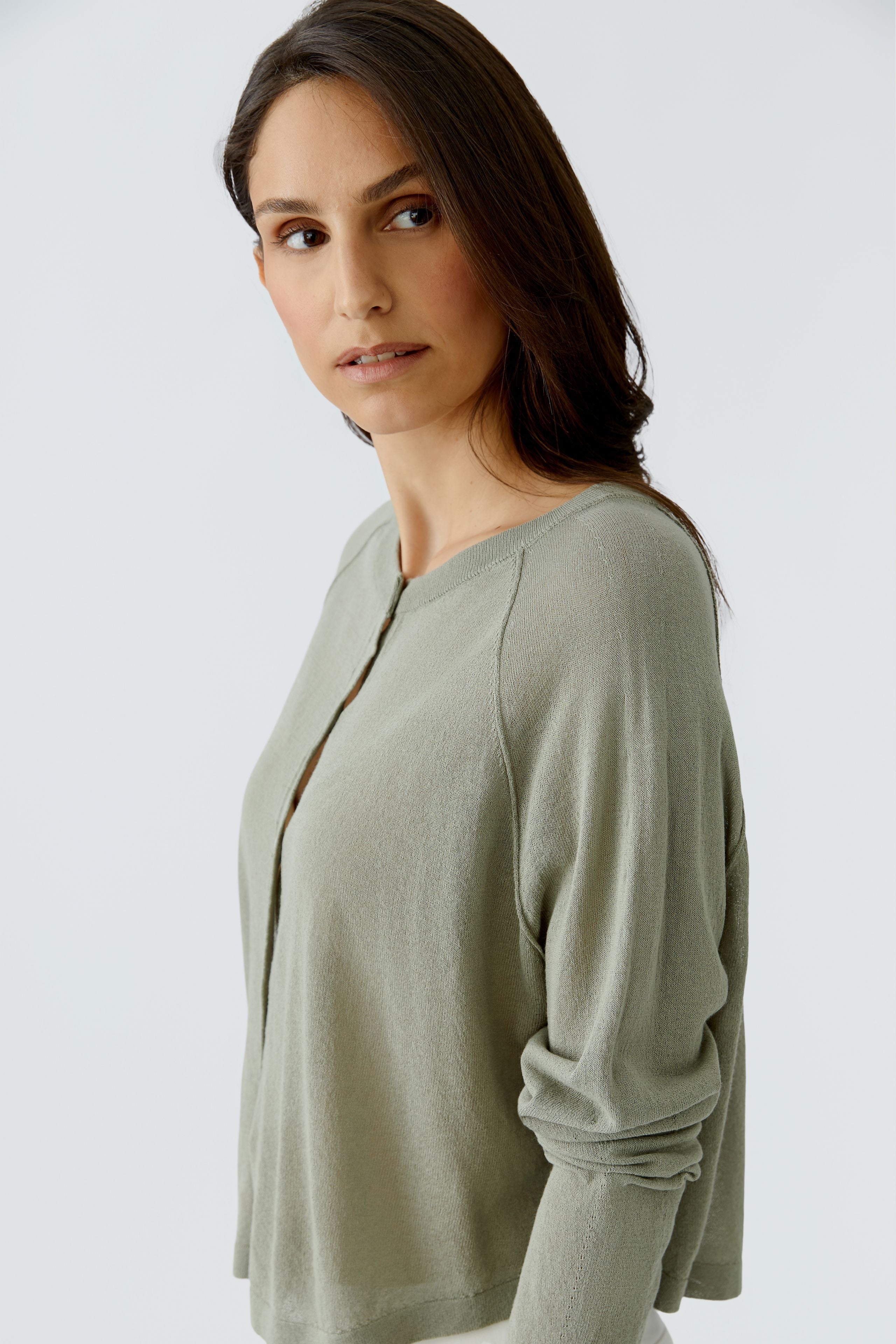 Oui Damen Strickjacken  Seagrass