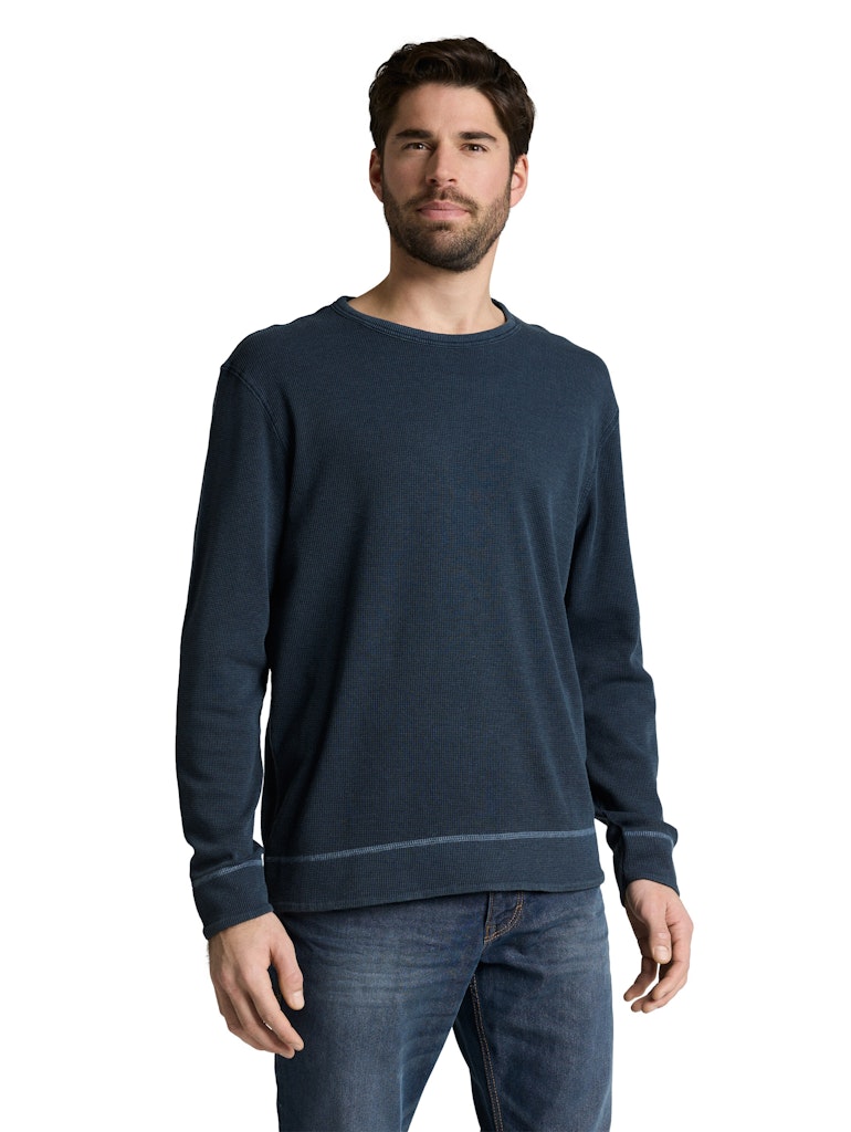Tom Tailor Herren T-Shirts lang Sky Captain Blu