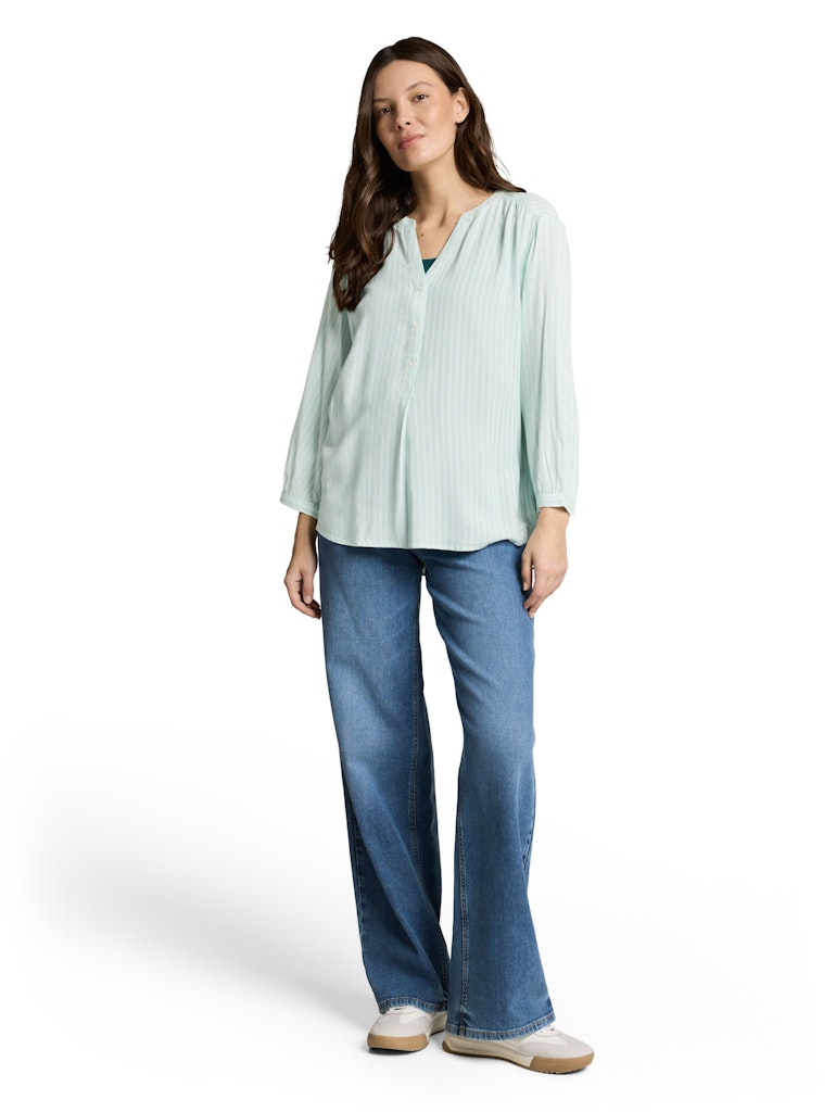 Tom Tailor Damen Blusen Blue Haze White