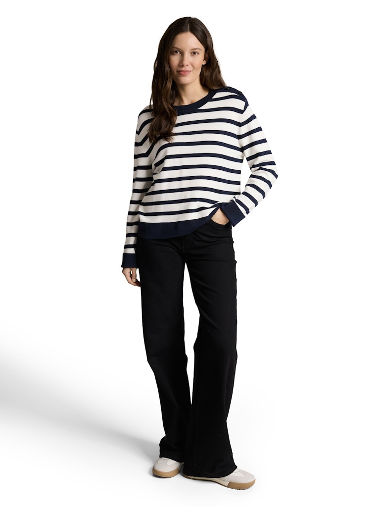 Tom Tailor Damen Pullover White Sky Blue