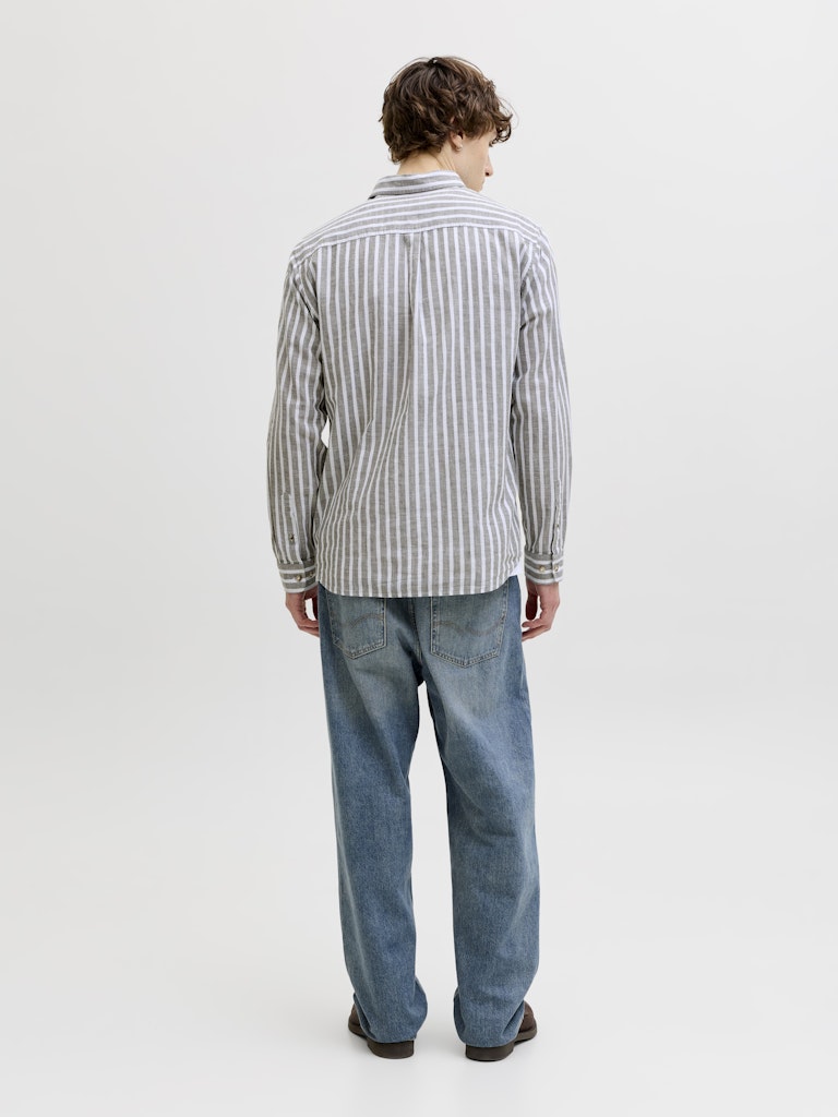 Jack & Jones Herren Hemden lang Vetiver/Stripes