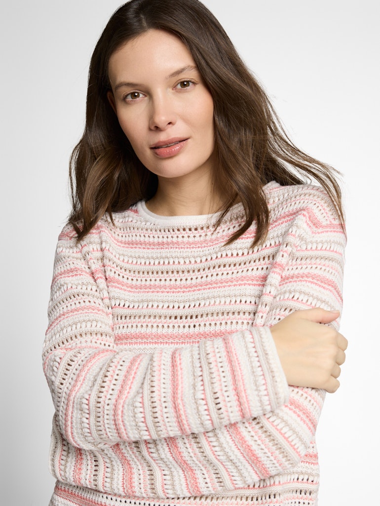Tom Tailor Damen Pullover Pink Beige Stri