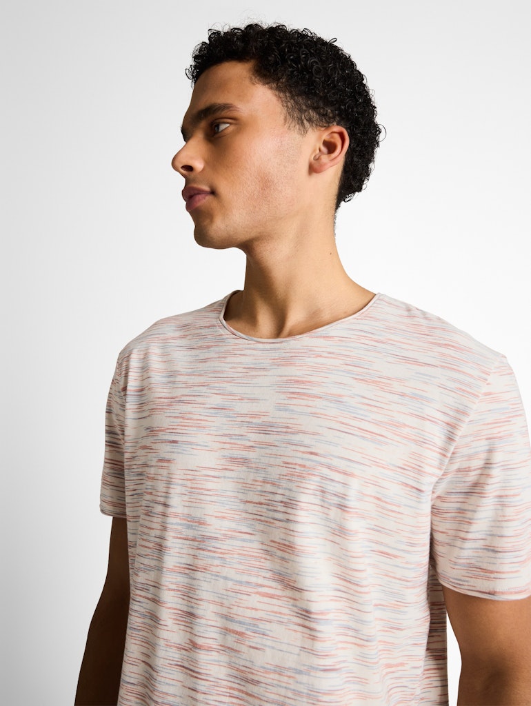 Tom Tailor Herren T-Shirts kurz White Orange Bl