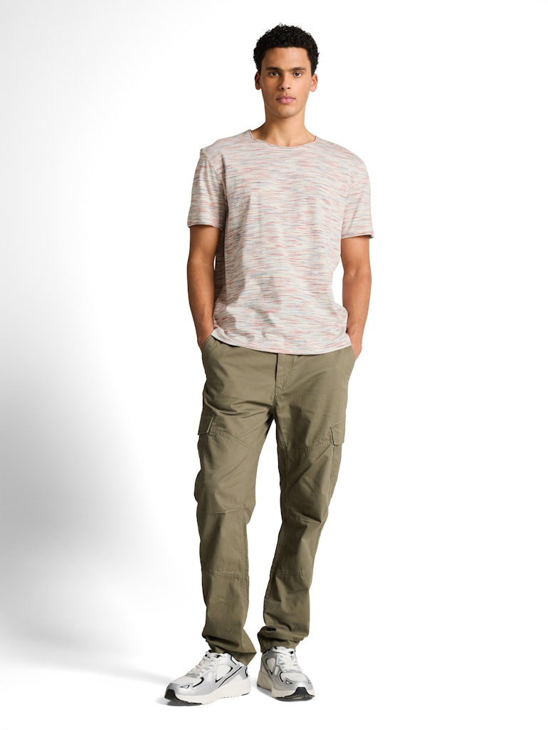 Tom Tailor Herren T-Shirts kurz White Orange Bl