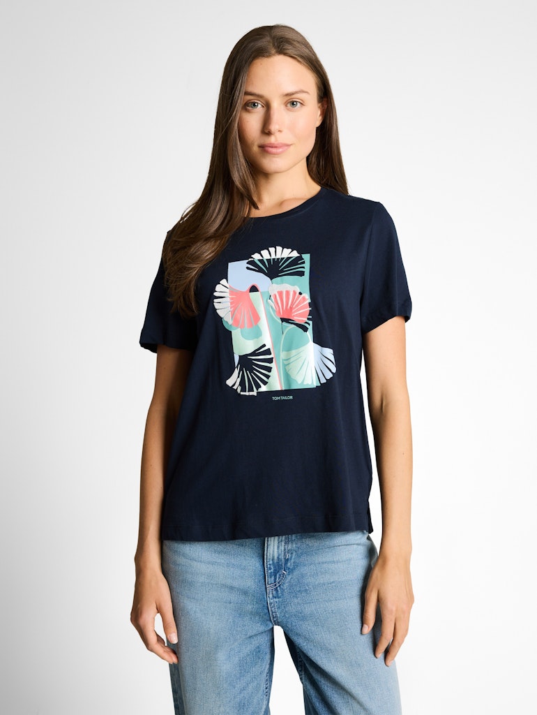 Tom Tailor Damen T-Shirts Sky Captain Blu