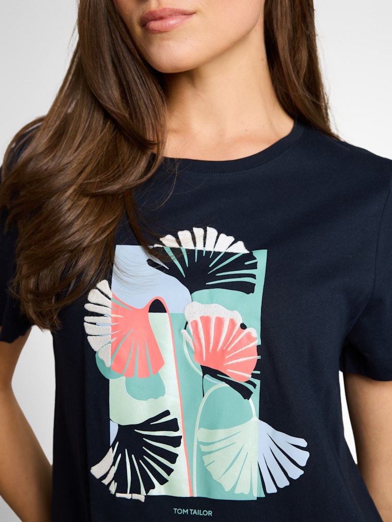 Tom Tailor Damen T-Shirts Sky Captain Blu