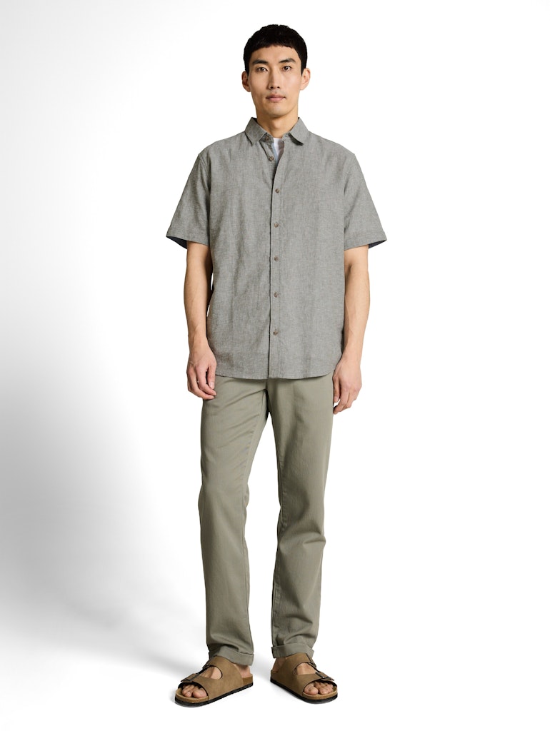 Tom Tailor Herren Hemden kurz Faded Leaf Gree