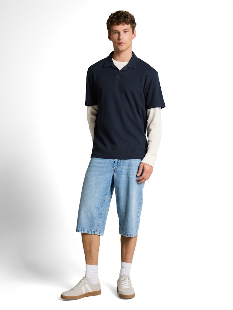 Tom Tailor denim Herren Polo-Shirts Sky Captain Blu