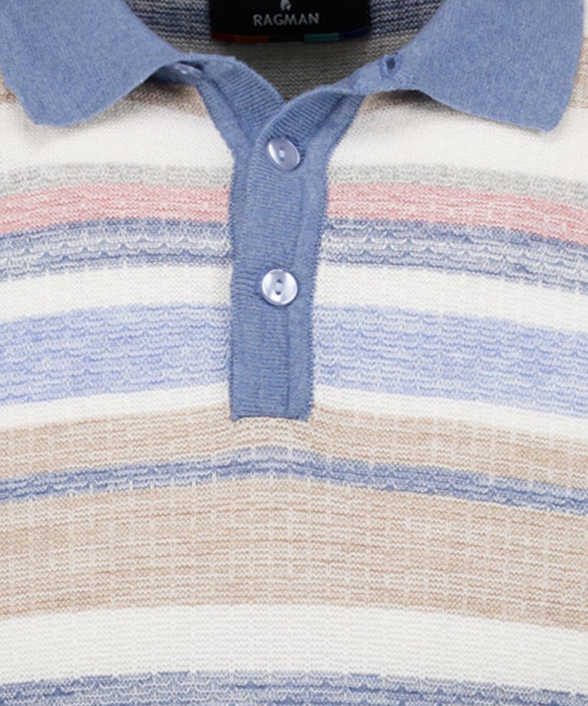 Ragman Herren Polo-Shirts Blau Gest