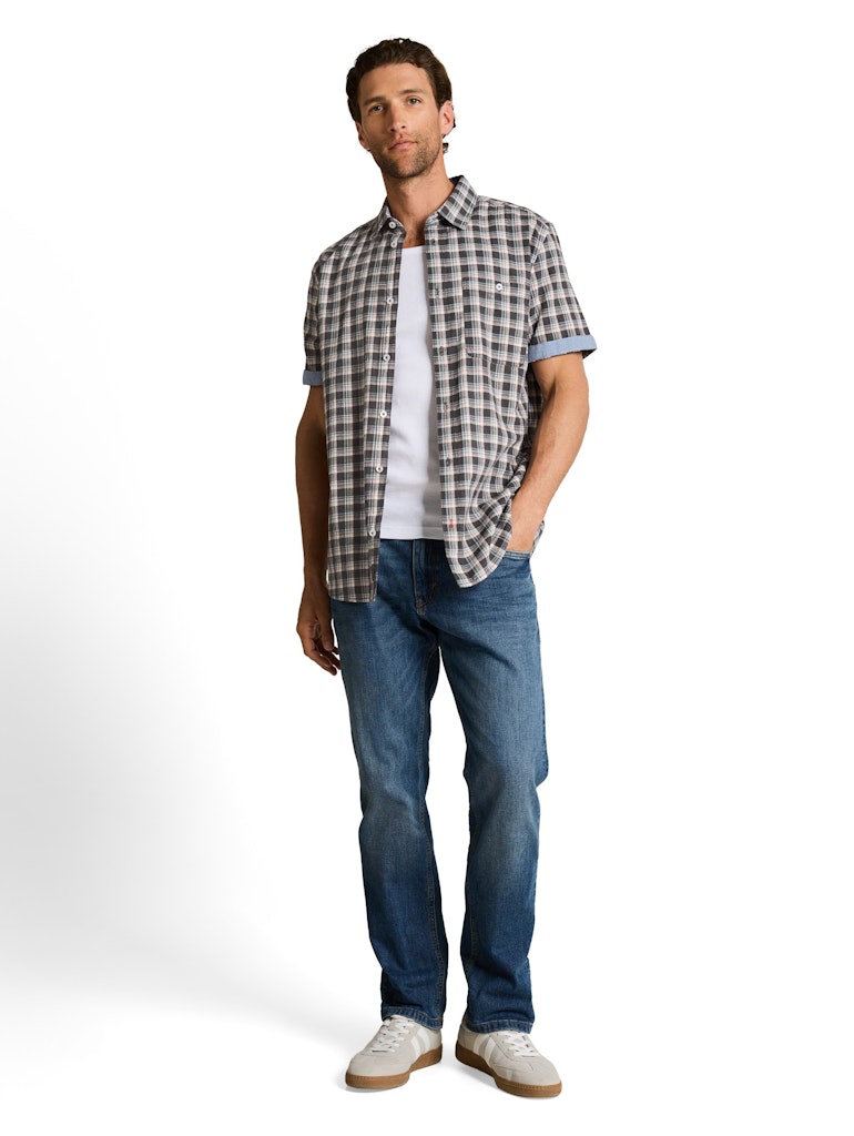 Tom Tailor Herren Hemden kurz Grey White Chec