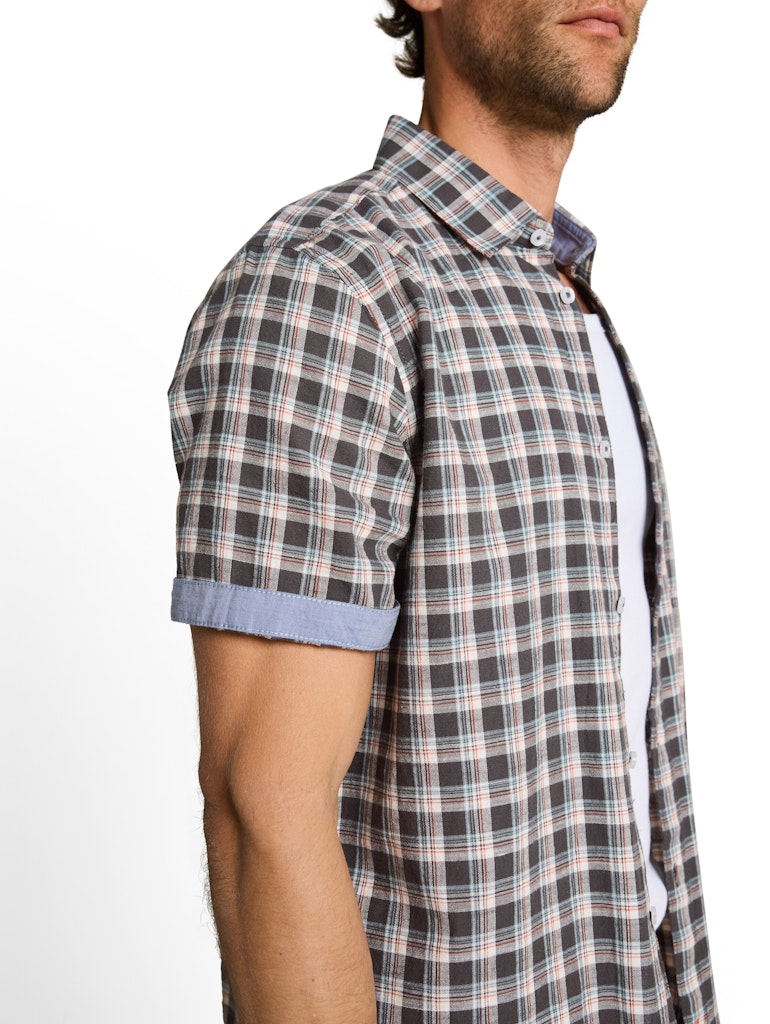 Tom Tailor Herren Hemden kurz Grey White Chec