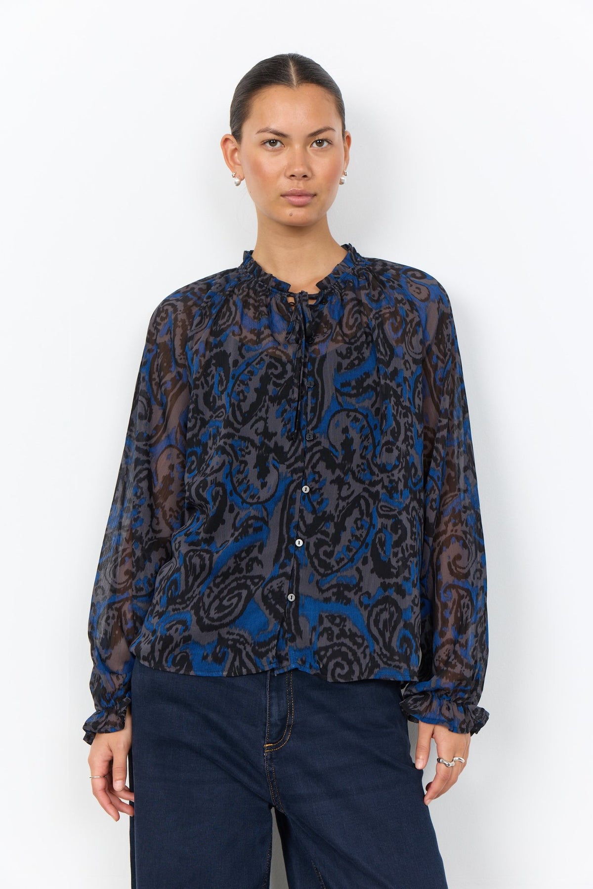 Soya Concept Damen T-Shirts Navy Peony Comb