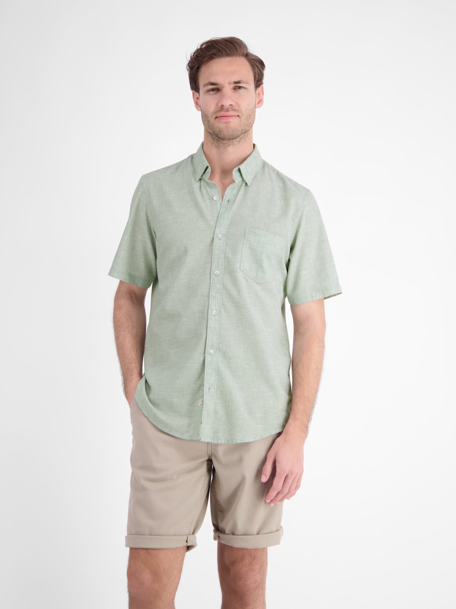 Lerros Herren Hemden kurz Bay Green