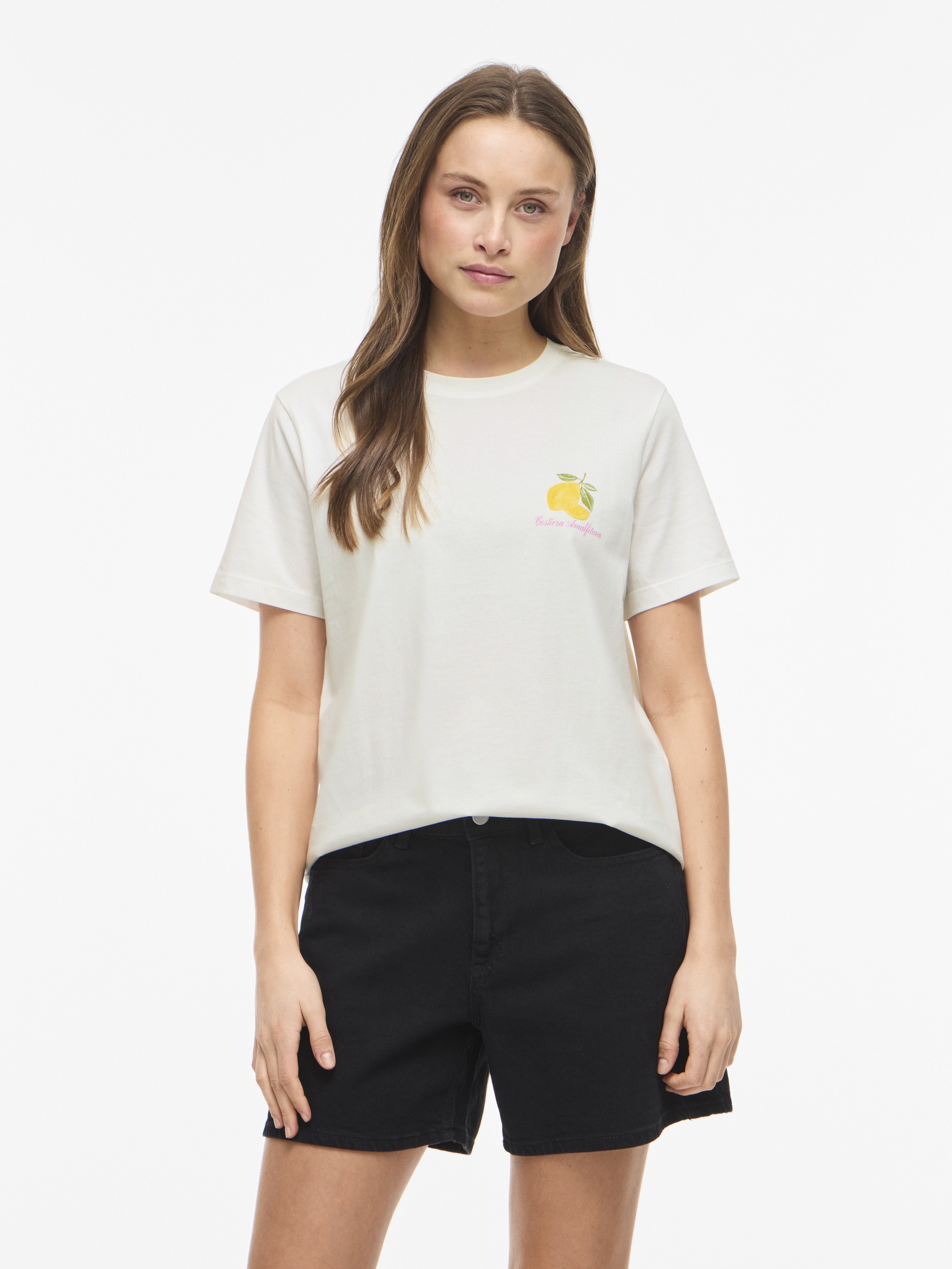 Vila Damen T-Shirts Snow White/Lemo