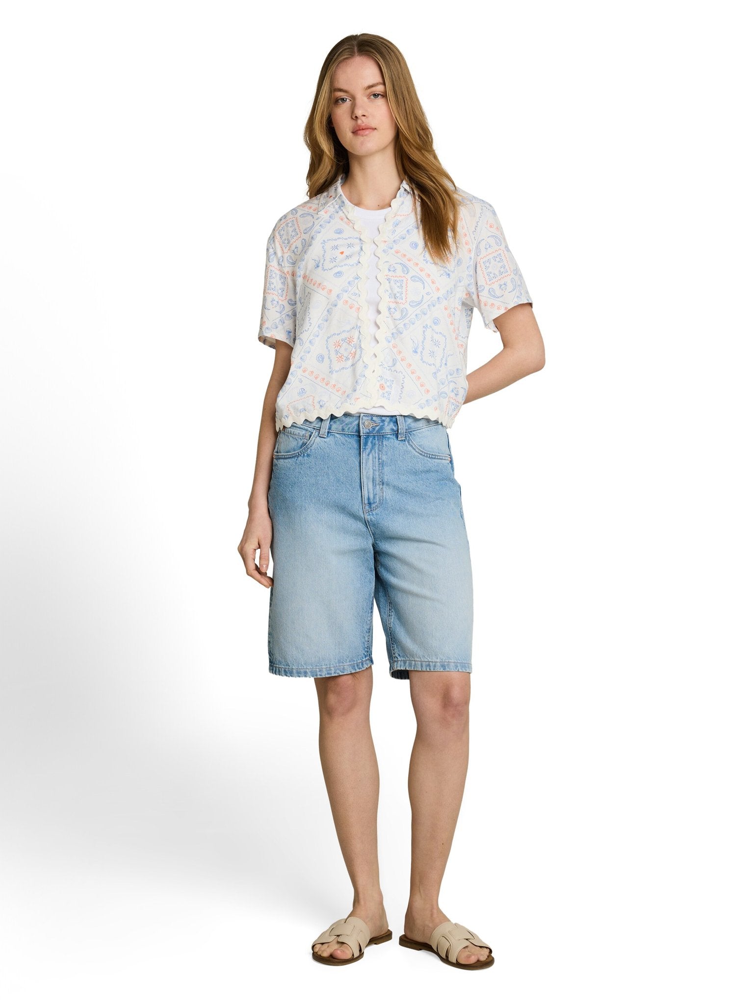 Tom Tailor denim Damen Shorts Used Light Ston