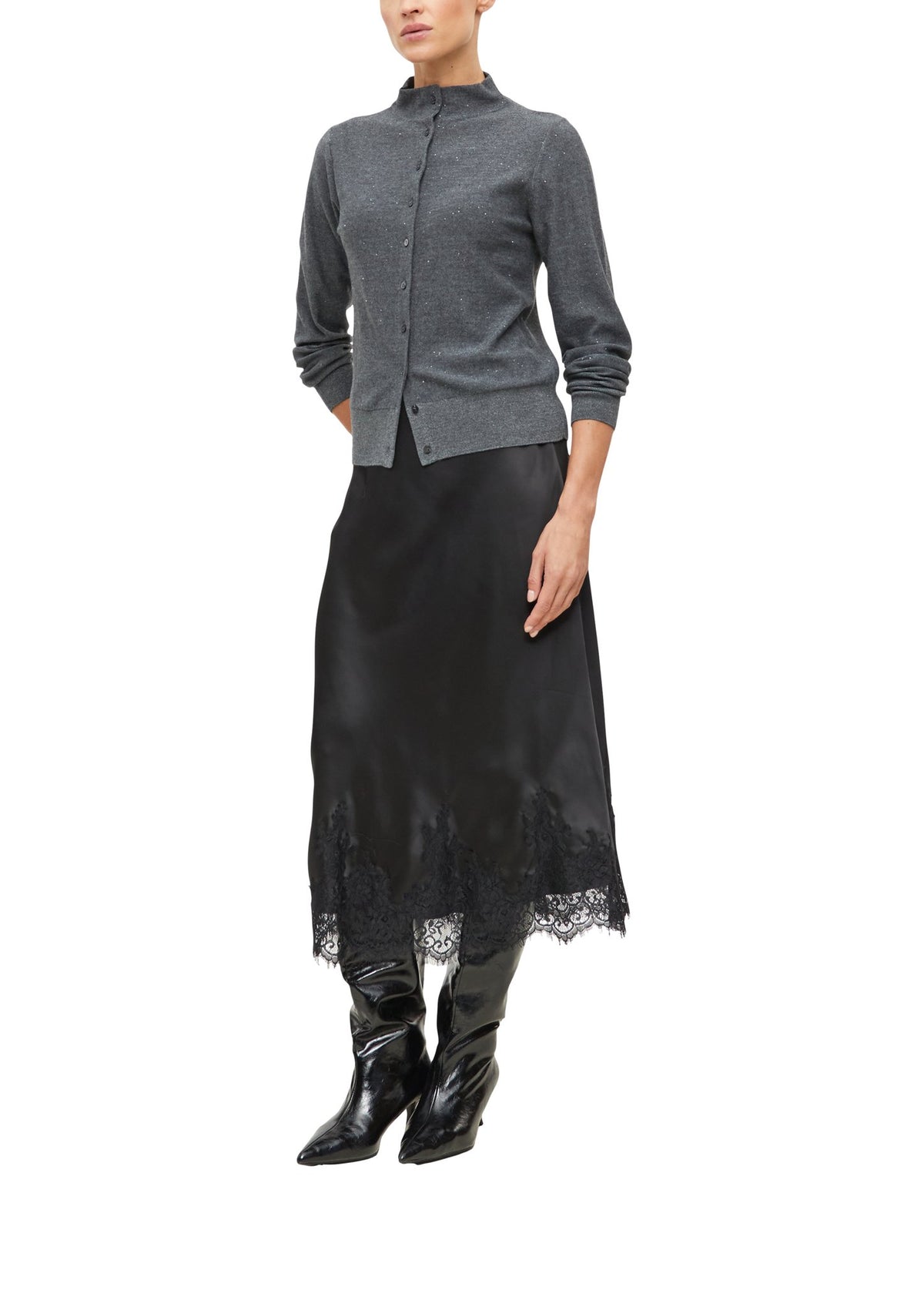 S. Oliver black Damen Strickjacken Grey/Black