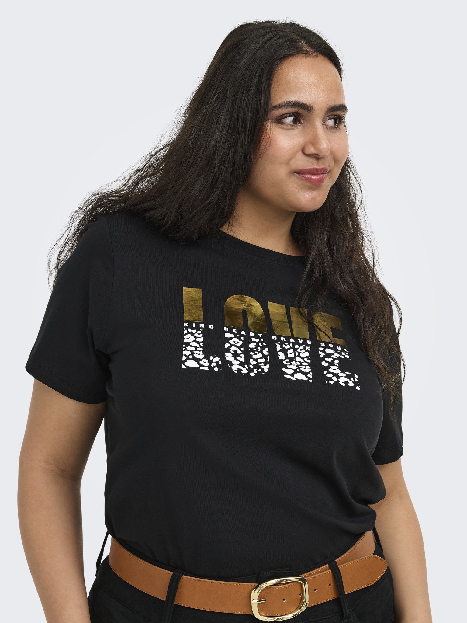 Only Caramkoma Damen T-Shirts Black/Love Leo