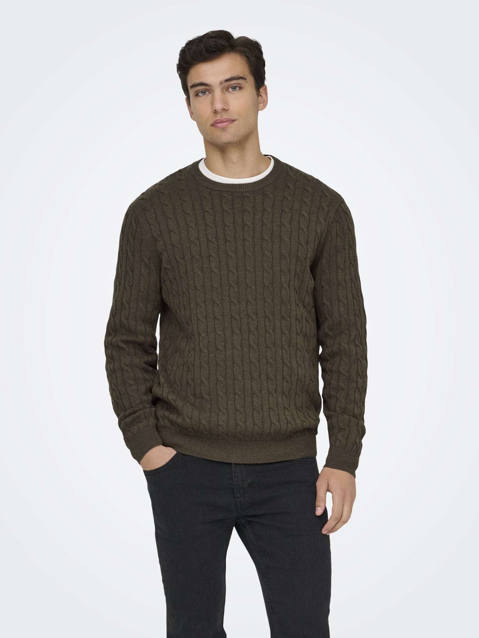 Only & Sons Herren Pullover Coffee Bean/Mel